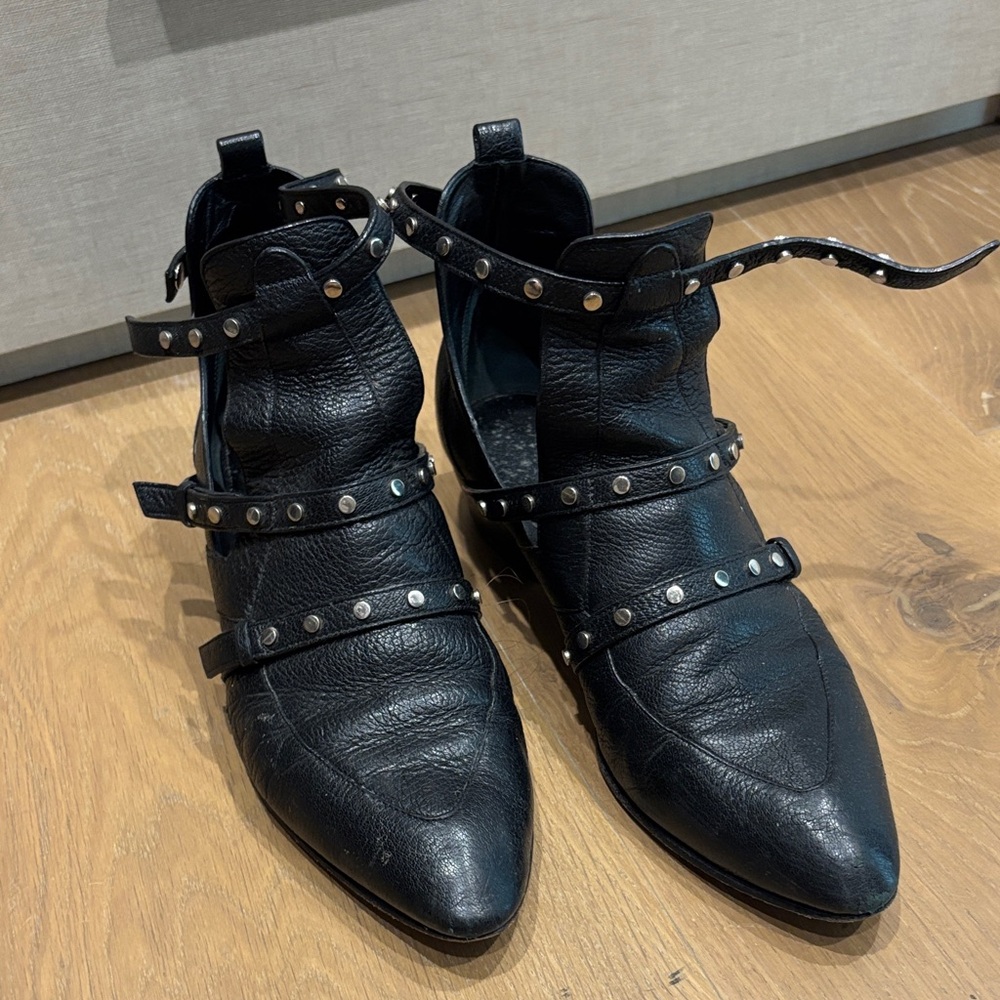 Jimmy Choo Black Leather Studded Ankle Boots